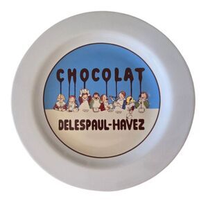 Pottery Barn Ceramic Chocolate Dessert Plate, Blue Chocolat Delespaul-Havez
